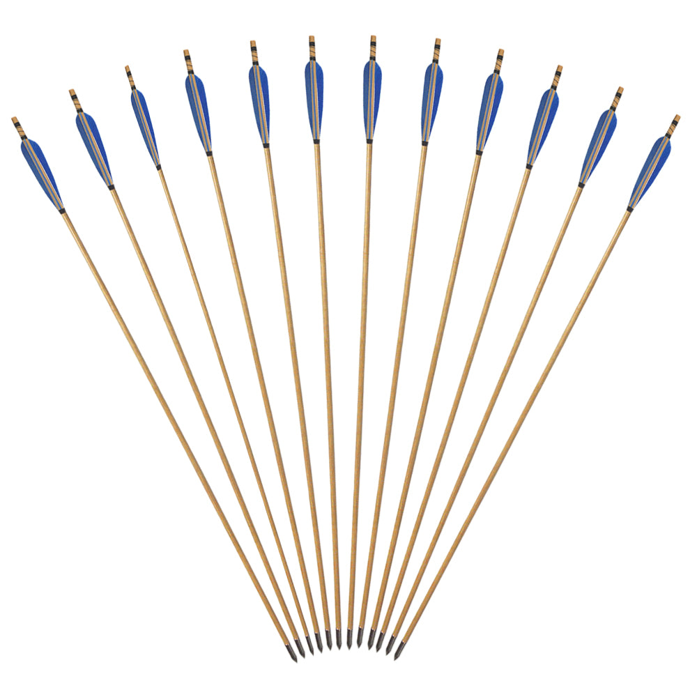 Blue Feather Wood Arrows with Field Points