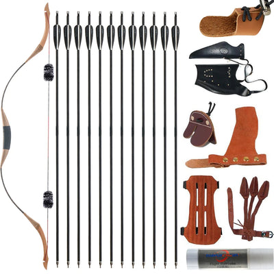 Mongolian Traditional Recurve Bow Carbon Arrows Kit