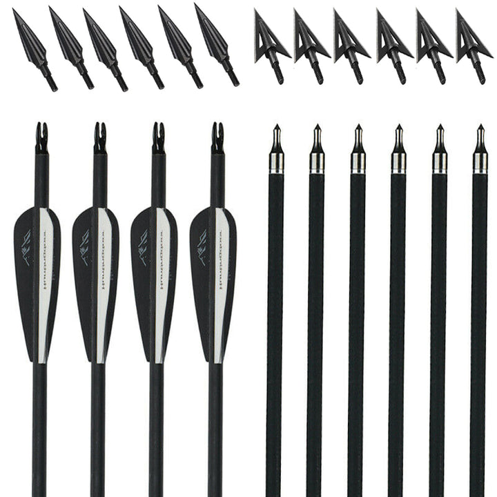 SHARROW 12 Pcs Archery Field Points 75/100/125/150/200/250/300 Grain