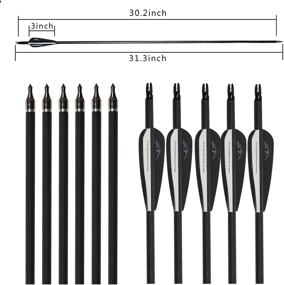 12x 31.5" OD 7.8mm ID 6.2mm Spine 550 HuntingDoor Mixed Carbon Archery Arrows