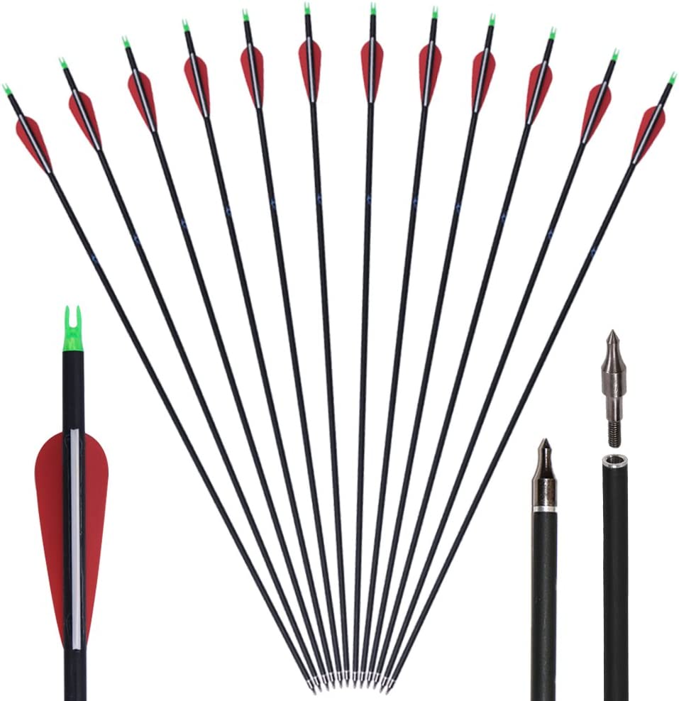 12x 31.5" OD 7.8mm ID 6.2mm Spine 550 HuntingDoor Mixed Carbon Archery Arrows