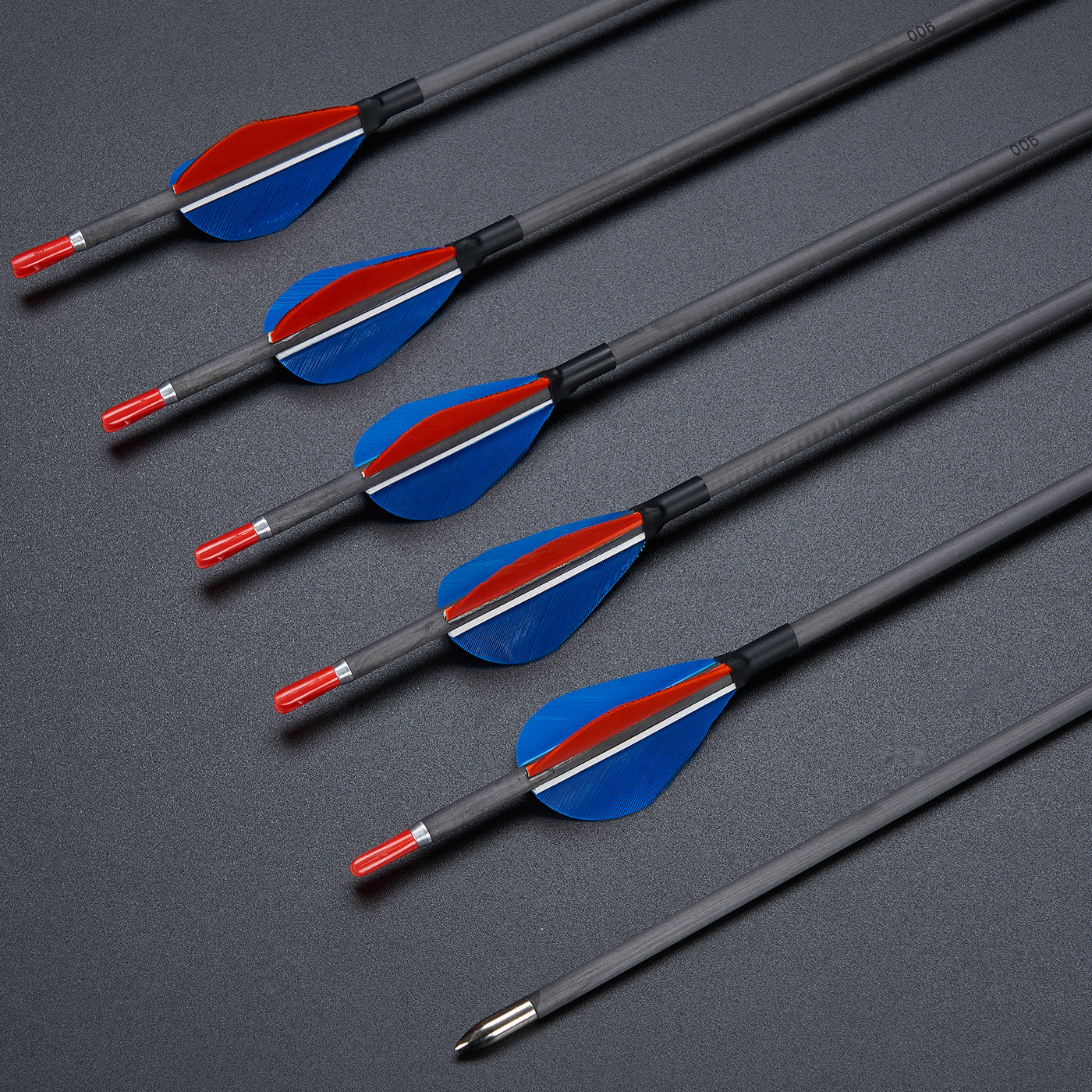 12x 32" ID 4.2mm Slim Turkey Feather Pure Carbon Archery Fletched Arrows Spine 500/700/900 Blue/Orange For Target Practice