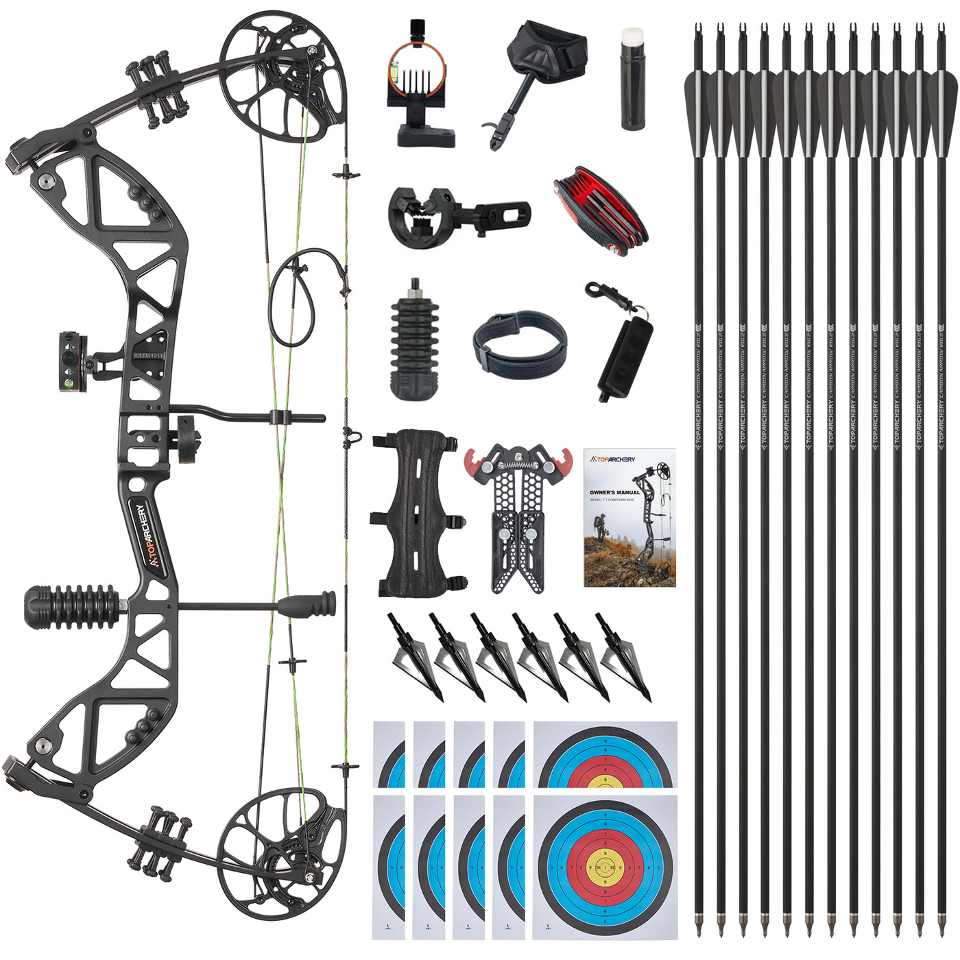 30-70lbs TopArchery T7 Archery Compound Bow Arrows Set