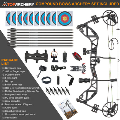 30-70lbs TopArchery T7 Archery Compound Bow Arrows Set