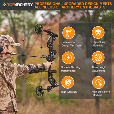 30-70lbs TopArchery T7 Archery Compound Bow Arrows Set