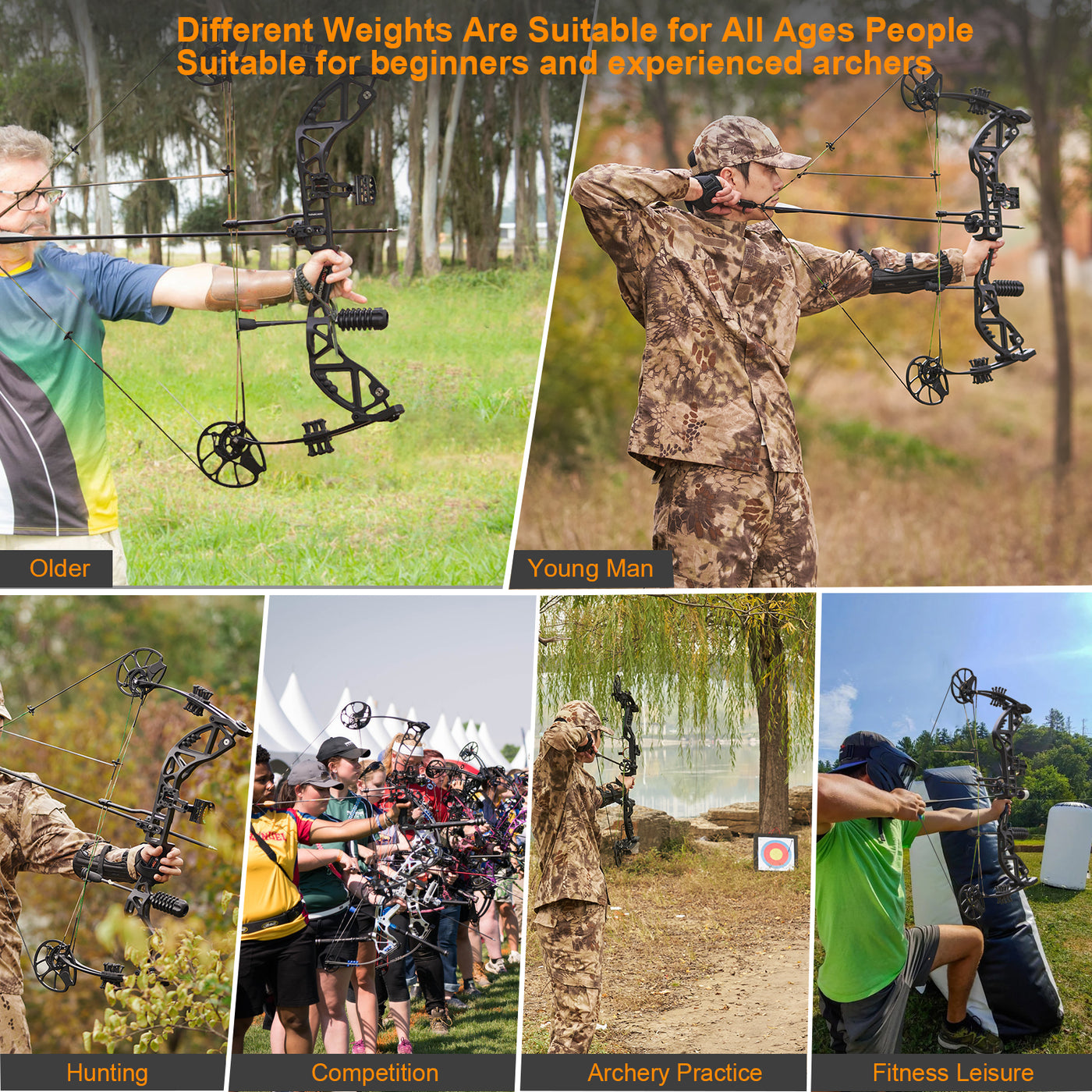 30-70lbs TopArchery T7 Archery Compound Bow Arrows Set