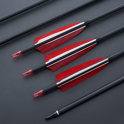12x 31" OD 7.8mm ID 6.2mm Spine 500 Archery Arrows 4" Shield Turkey Feather Mixed Carbon Red White Fletching