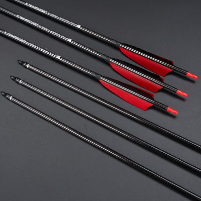 12x 33" OD 7.5mm ID 6.2mm Spine 500 4" Shield Turkey Feather Fletched Pure Carbon Archery Arrows