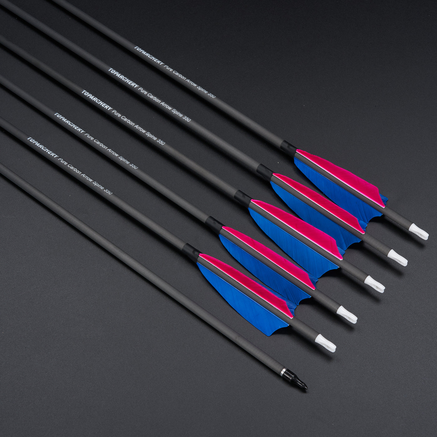 12x 32" OD 7.5mm ID 6.2mm Spine 350 0.003 Straightness Pure Carbon Archery Arrows 4" Shield Feather