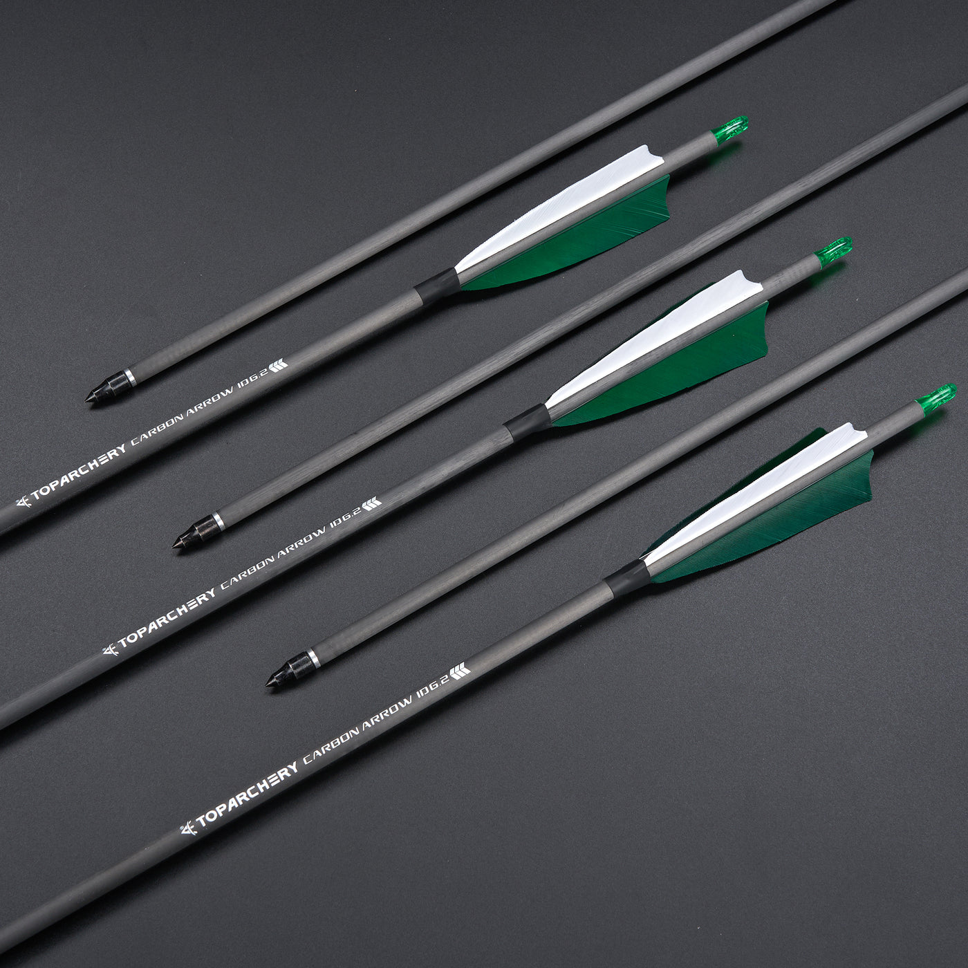 12x 32" OD 7.5mm ID 6.2mm Spine 400 Green Shield Turkey Feather Pure Carbon Archery Arrows