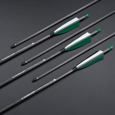 12x 32" OD 7.5mm ID 6.2mm Spine 400 Green Shield Turkey Feather Pure Carbon Archery Arrows
