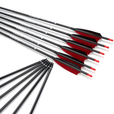 12x 33" OD 7.5mm ID 6.2mm Spine 500 4" Shield Turkey Feather Fletched Pure Carbon Archery Arrows