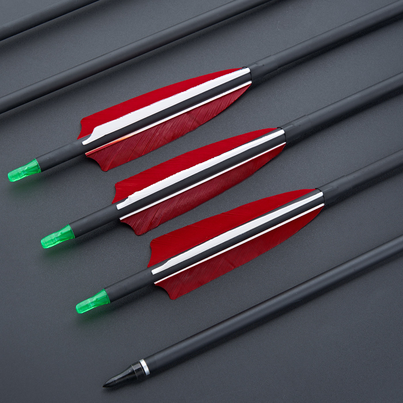 12x 31" OD 7.8mm ID 6.2mm Spine 500 Archery Arrows 4" Shield Turkey Feather Mixed Carbon Red White Fletching