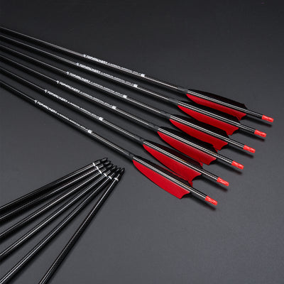 12x 33" OD 7.5mm ID 6.2mm Spine 500 4" Shield Turkey Feather Fletched Pure Carbon Archery Arrows