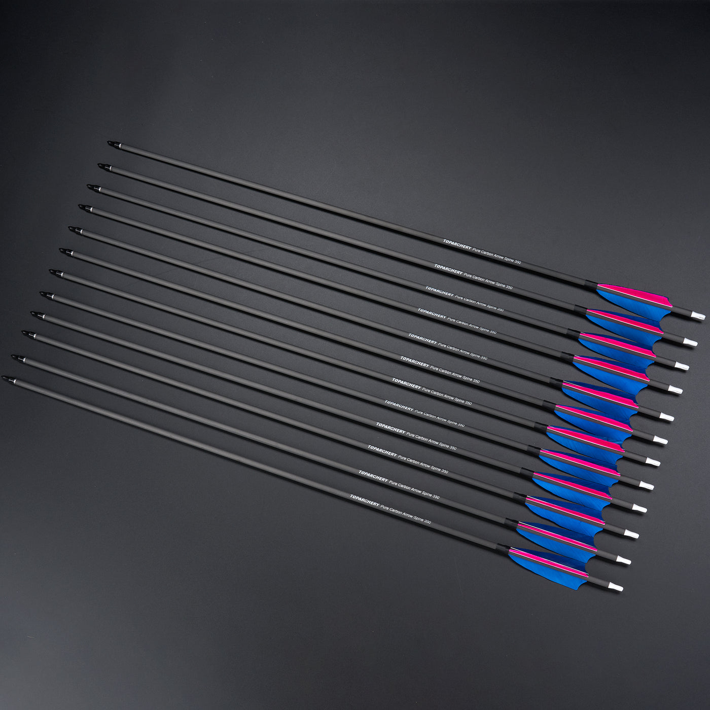 12x 32" OD 7.5mm ID 6.2mm Spine 350 0.003 Straightness Pure Carbon Archery Arrows 4" Shield Feather