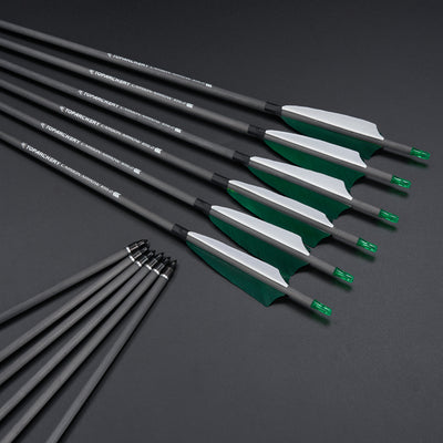 12x 32" OD 7.5mm ID 6.2mm Spine 400 Green Shield Turkey Feather Pure Carbon Archery Arrows
