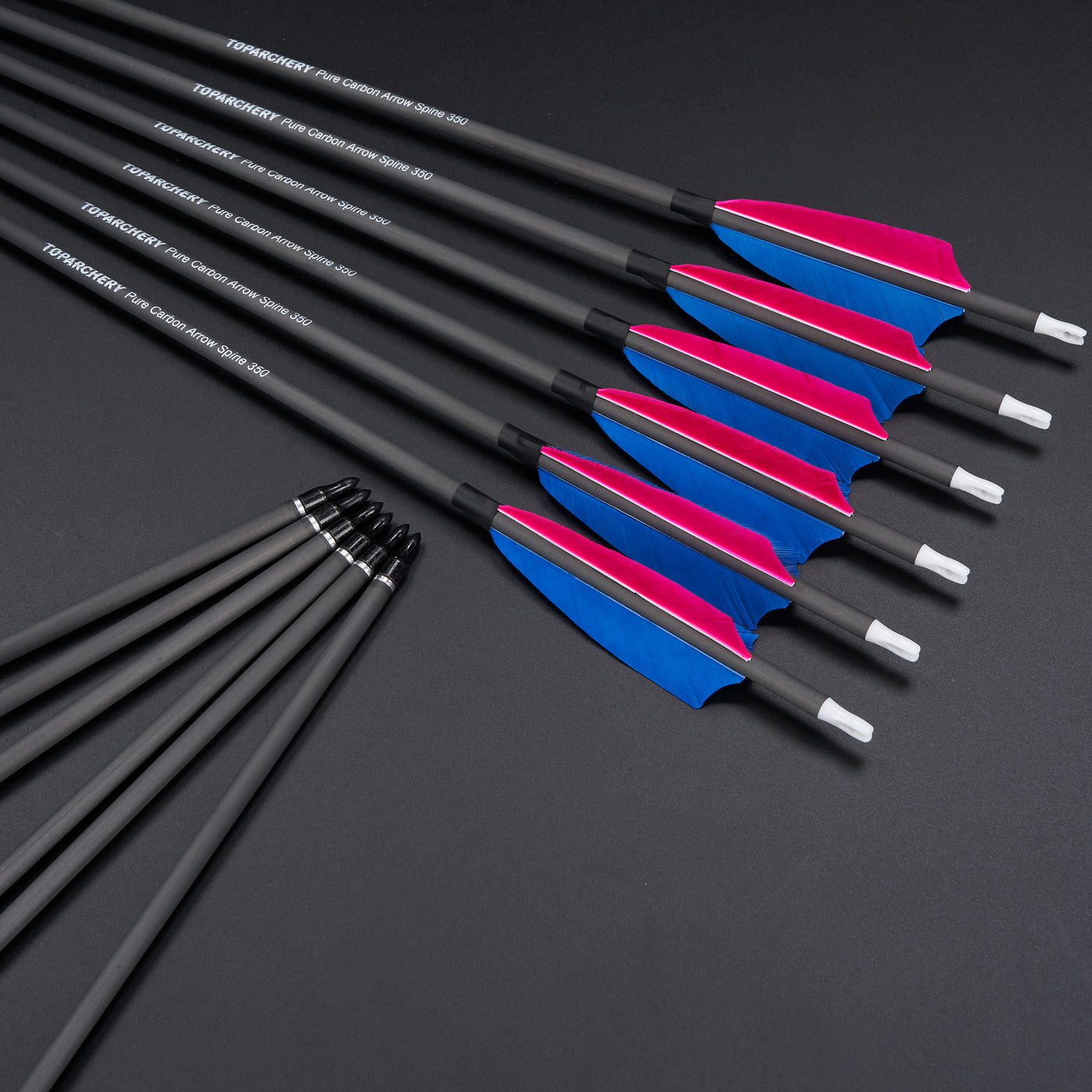 12x 32" OD 7.5mm ID 6.2mm Spine 350 0.003 Straightness Pure Carbon Archery Arrows 4" Shield Feather