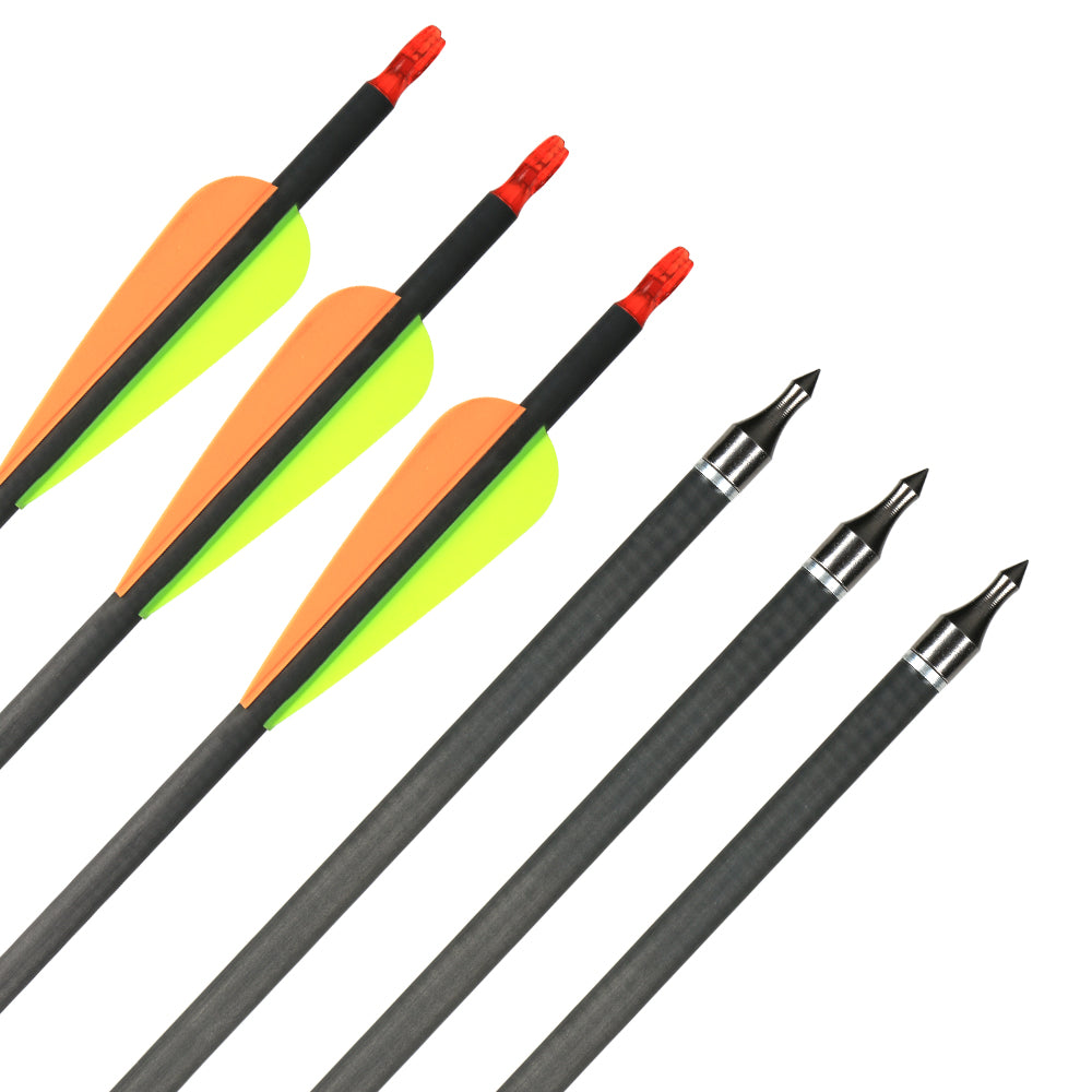12 Flèches Carbone TOPARCHERY Spine 400 - 30 Pouces - ID 6.2mm Pour Arc Compound Ou Recurve