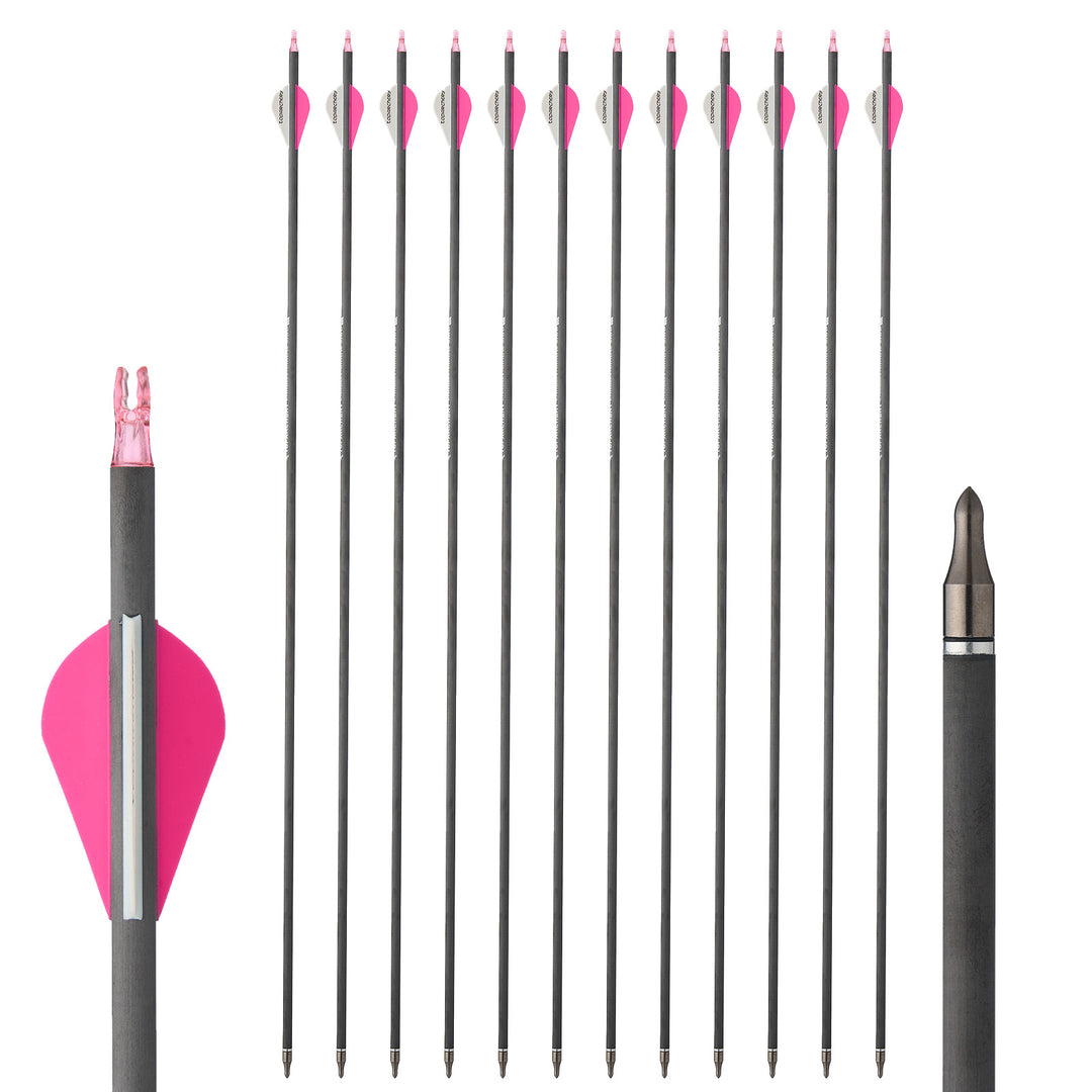Archery Arrows 12-Pack Carbon - Spine 340/400/500/600 With Removable ...
