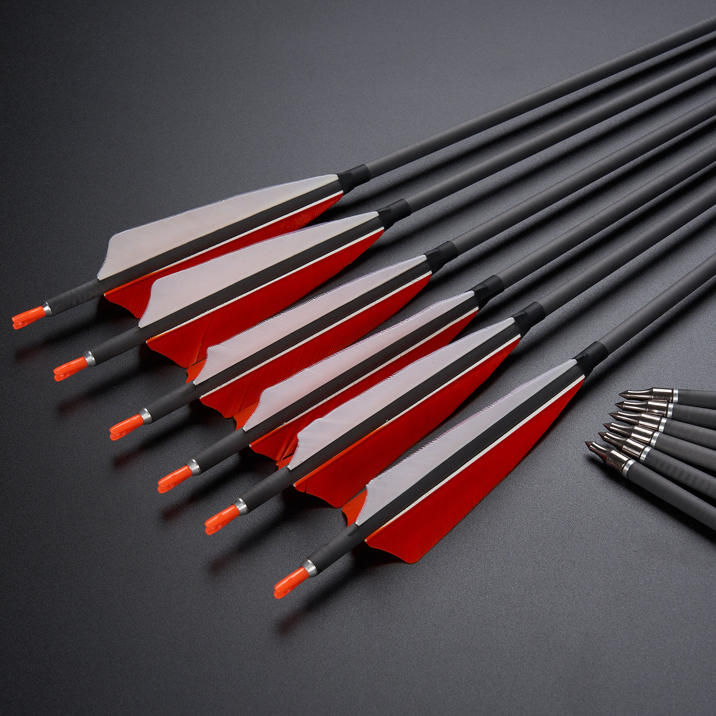 12x 31" OD 7.6mm ID 6.2mm Spine 400 5" Shield Turkey Feather Mixed Carbon Archery Arrows