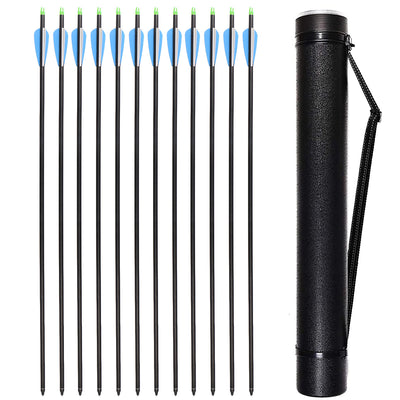 HuntingDoor Archery 30" 12 Pcs Carbon Arrow Set with Arrow Quiver for Compound & Recurve Bow