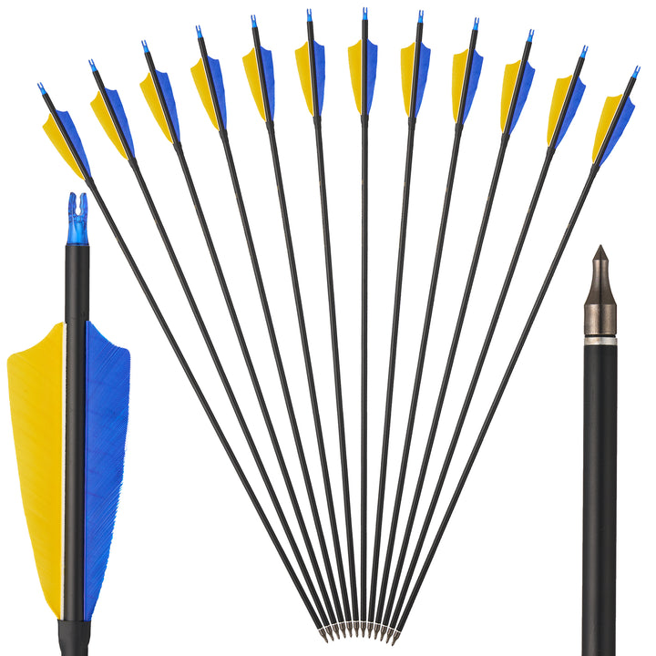 AMEYXGS 31" Carbon Arrows Spine 500 - Fluorescent Yellow, 12-Pack For Compound/Recurve Bows