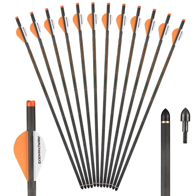 6x 20 inch TopArchery Crossbow Bolts Straightness 0.006 ID 7.6mm OD 8.8mm Pure Carbon Brass Inserts for Archery Outdoor Practice