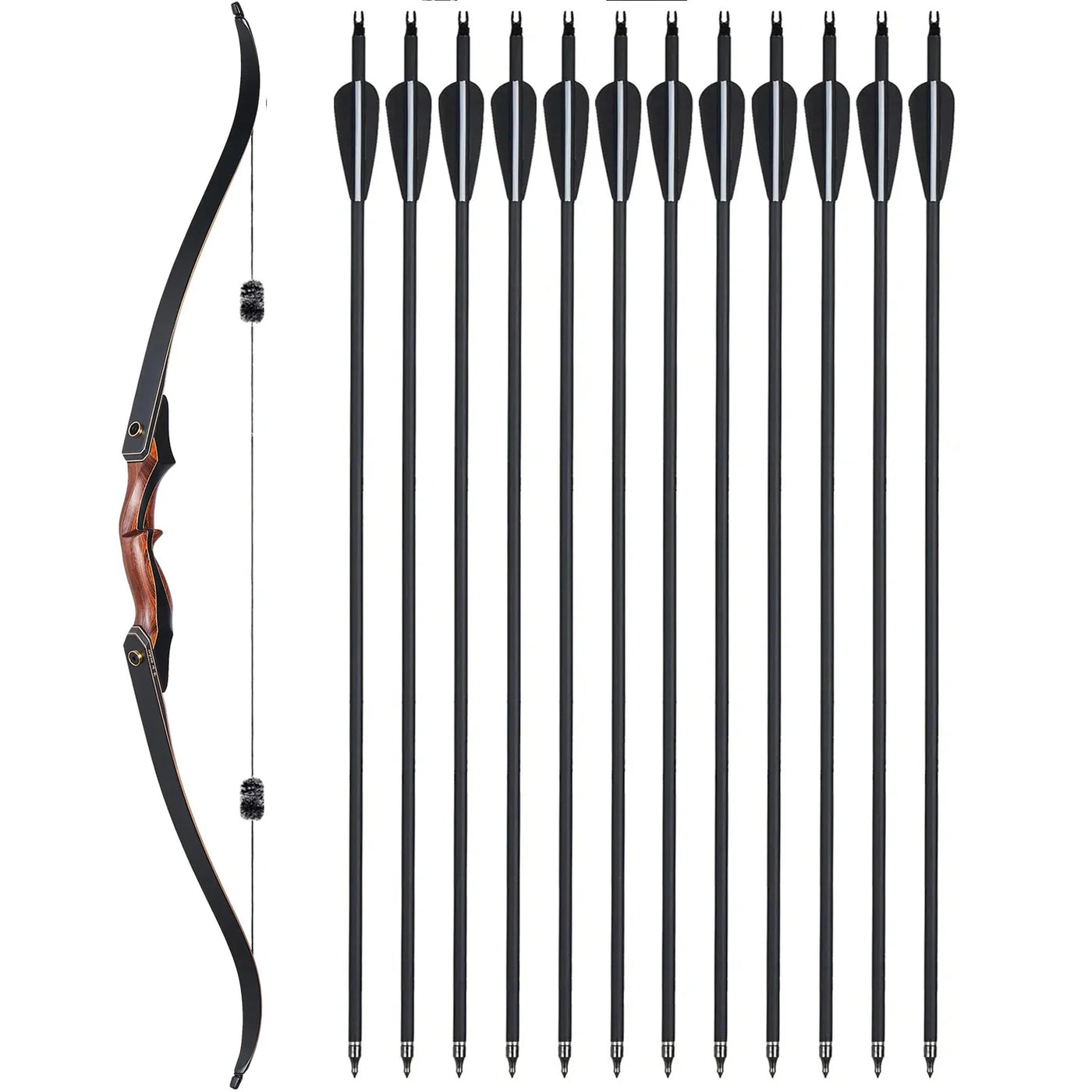 TopArchery 60" Laminated Red Riser Takedown Archery Recurve Bow 12x Arrows Set Armguard Finger Tab Stringer Wax Recreation Camping Hiking