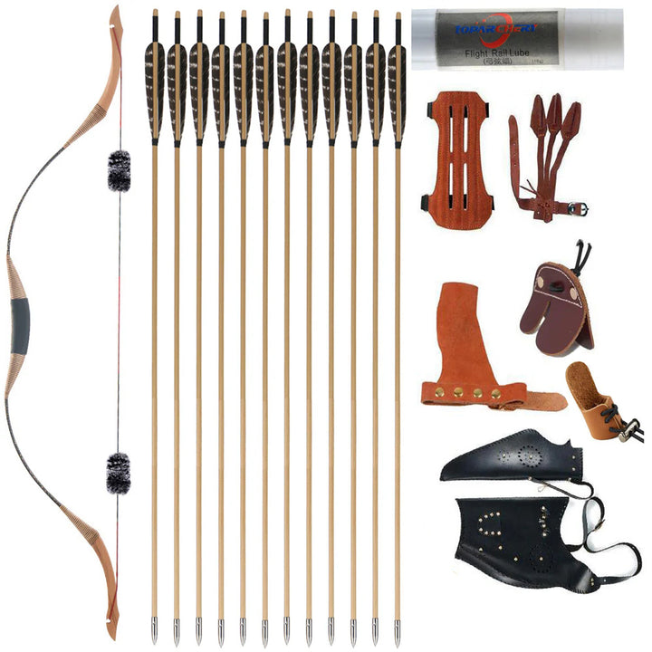 52" Handmade Recurve Bow - 35Lbs To 50Lbs Attila Mongolian Style Longbow