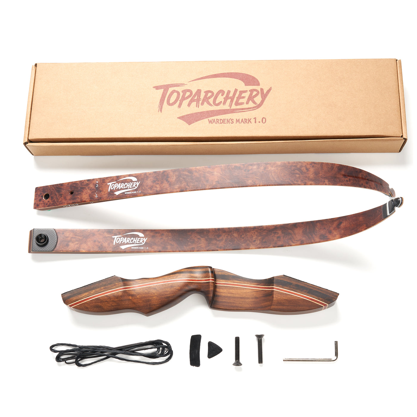 60" Ebony Bow 25-60lbs Black Limbs Wood Bamboo Laminated Takedown Recurve Archery Bow Right Hand