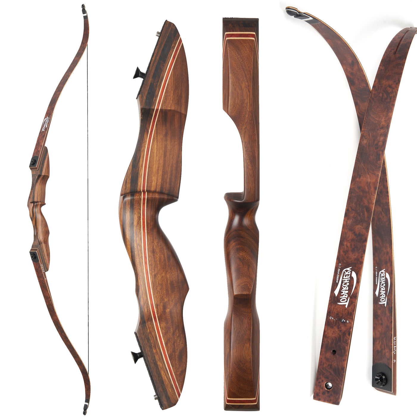 60" Ebony Bow 25-60lbs Black Limbs Wood Bamboo Laminated Takedown Recurve Archery Bow Right Hand
