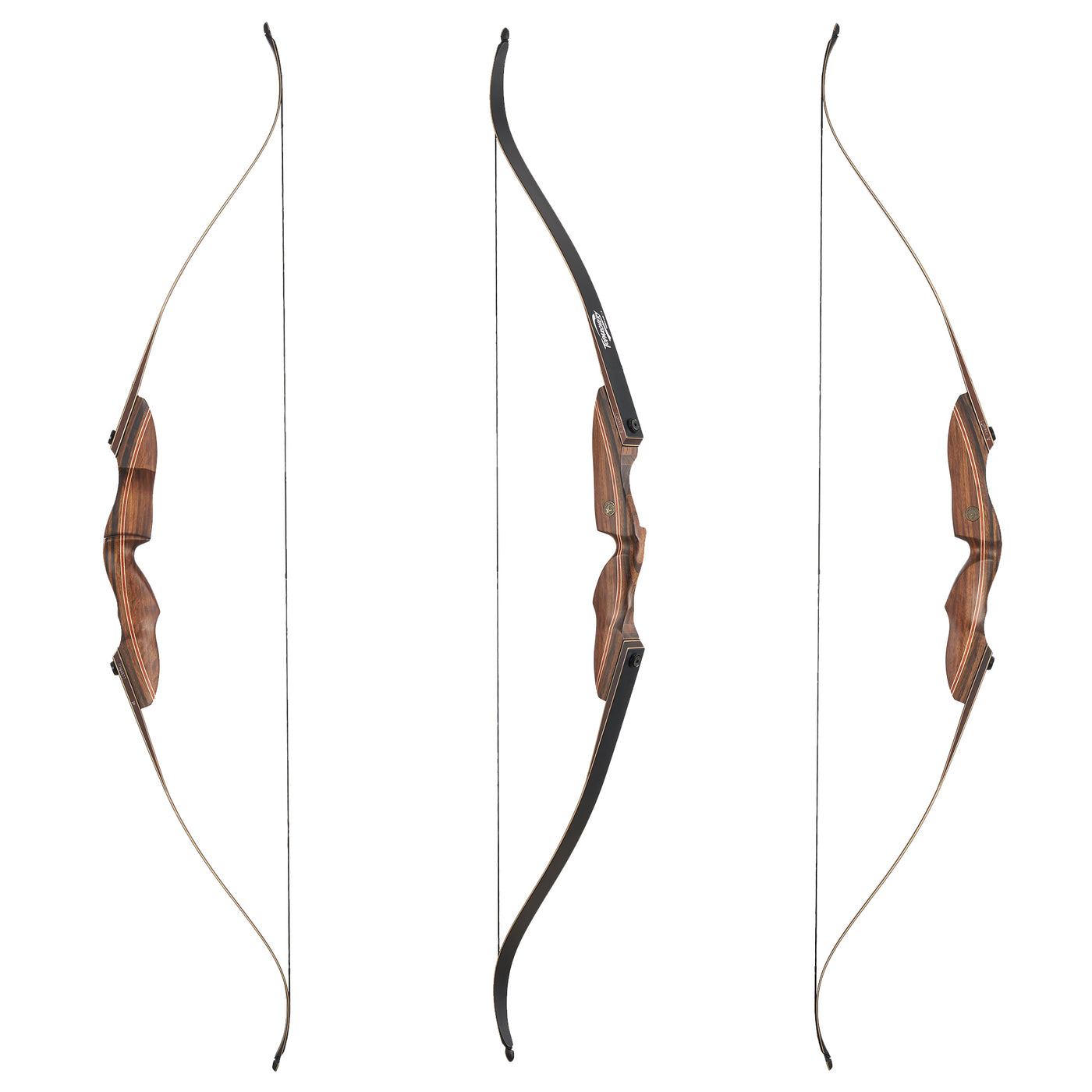 60" Ebony Bow 25-60lbs Black Limbs Wood Laminated Takedown Recurve Archery Bow Right Hand
