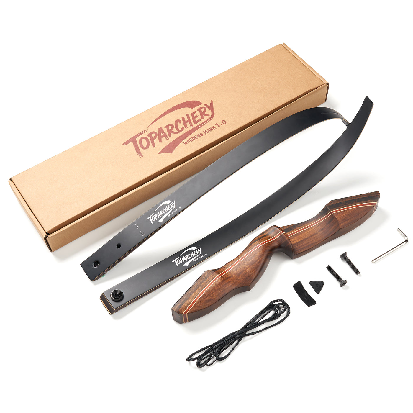 60" Ebony Bow 25-60lbs Black Limbs Wood Laminated Takedown Recurve Archery Bow Right Hand