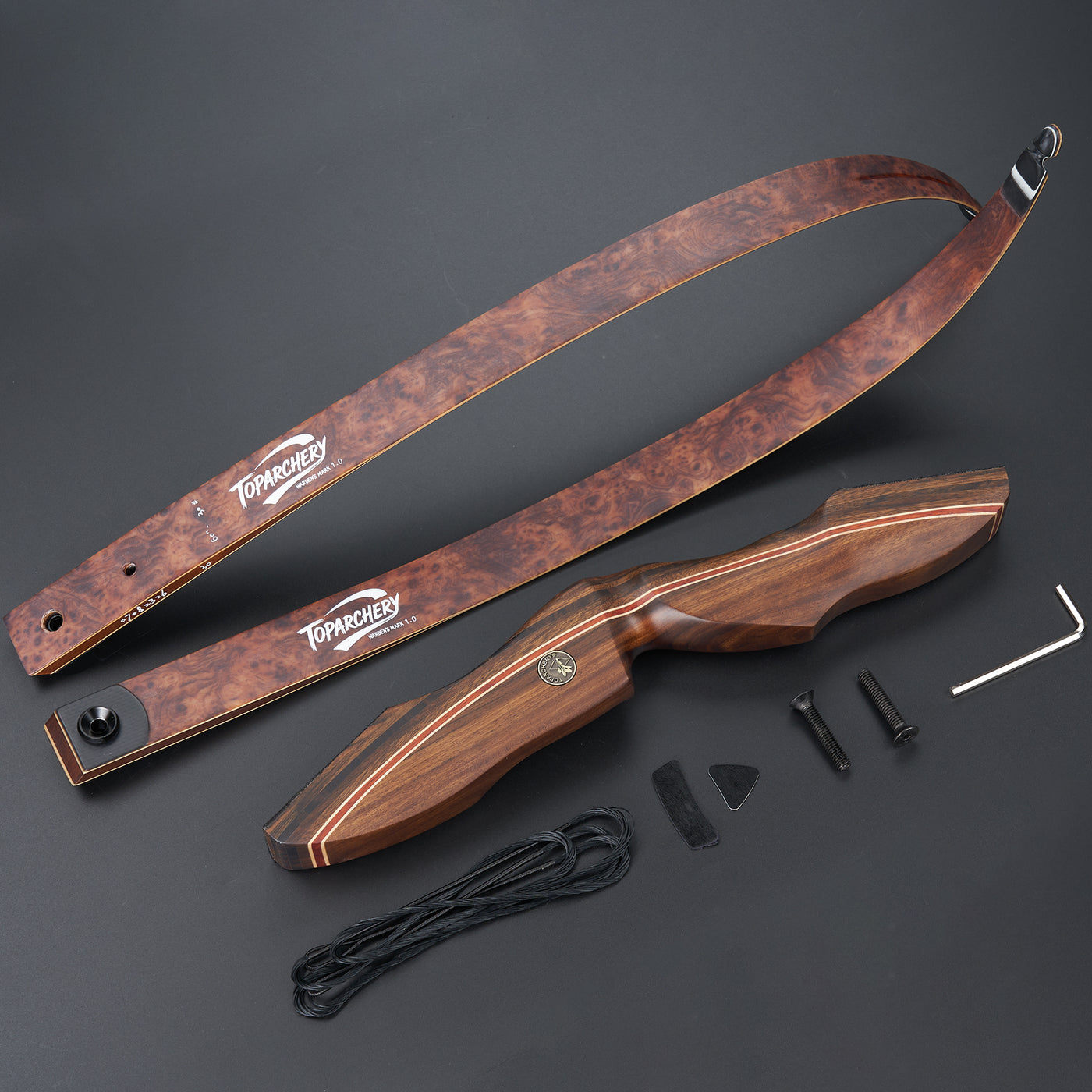 60" Ebony Bow 25-60lbs Black Limbs Wood Bamboo Laminated Takedown Recurve Archery Bow Right Hand