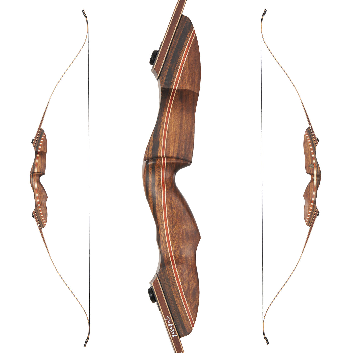 60" Ebony Bow 25-60lbs Black Limbs Wood Bamboo Laminated Takedown Recurve Archery Bow Right Hand