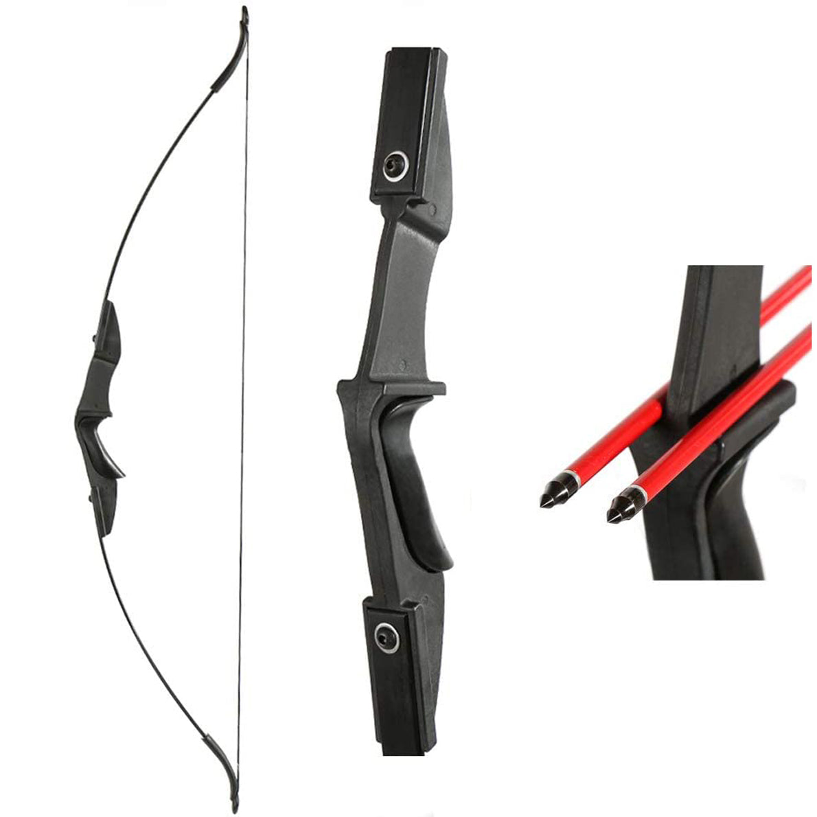 57" Ambidextrous Takedown Recurve Bow Hunting Black Beginner Teenagers Left Right Hand 20/30/40lbs