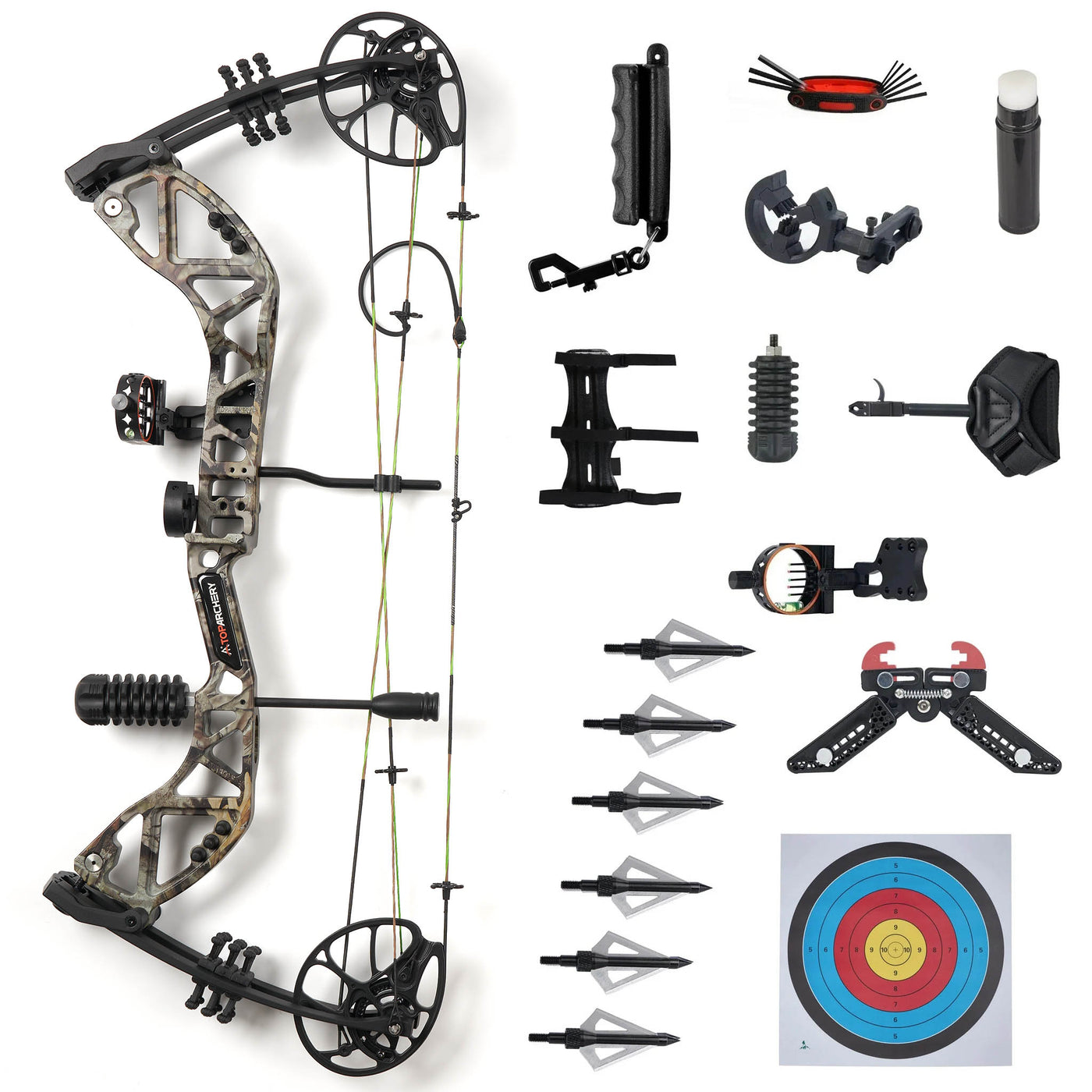 30-70lbs TopArchery T7 Compound Bow Archery Hunting Target Black/Camo