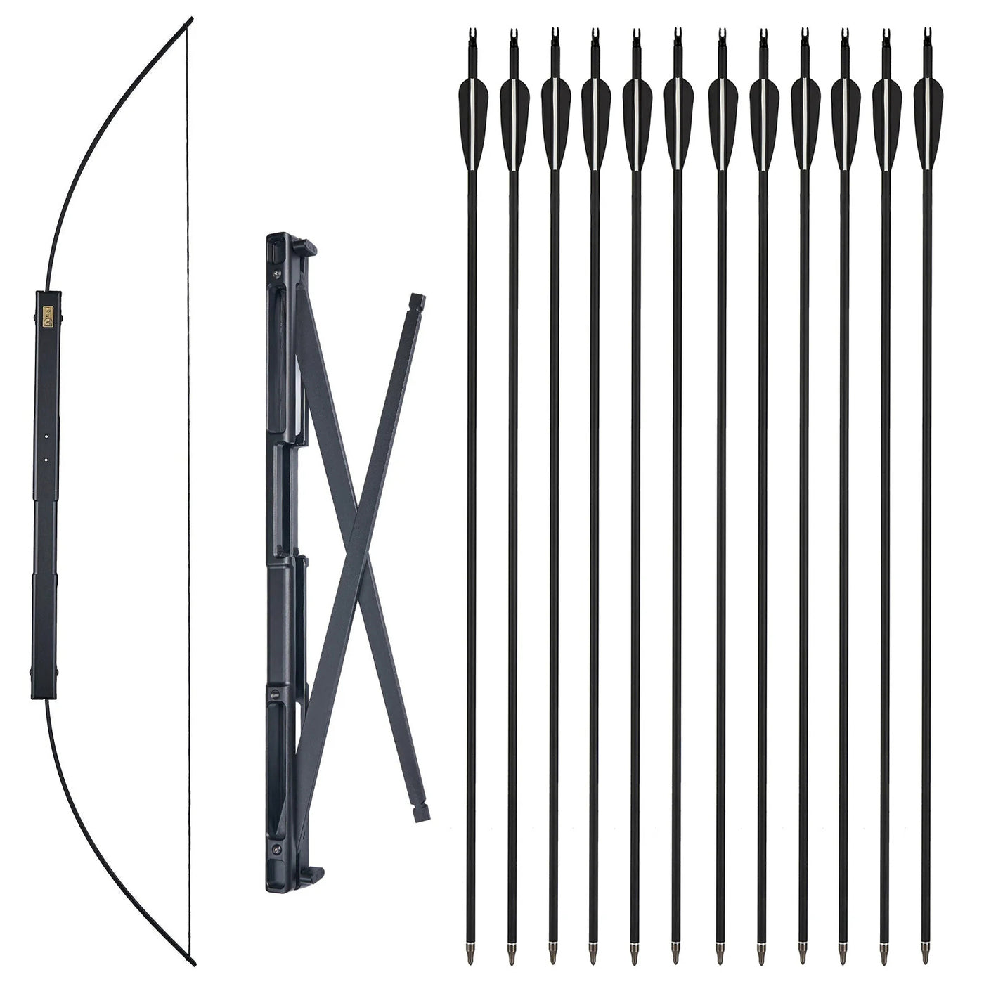 40/60lbs CFSB Compact Folding Survival Bow 12x Carbon Arrows Archery Outdoor Hunting Hiking Left/Right Hand