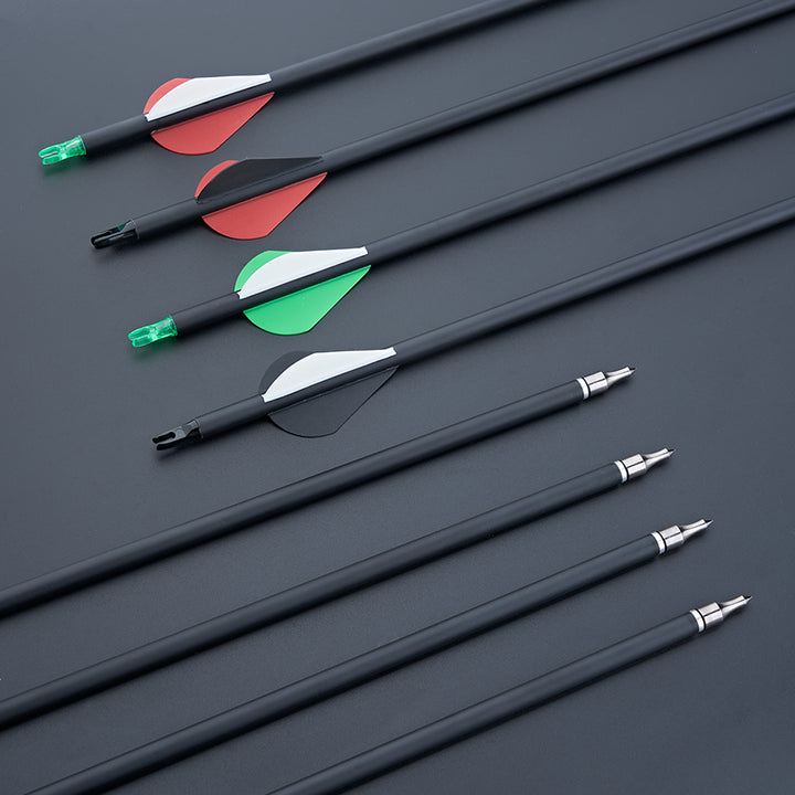 12-Pack 28" Carbon Arrows, Spine 500, 3 Vanes – For Compound & Recurve Bows By Sososhoot
