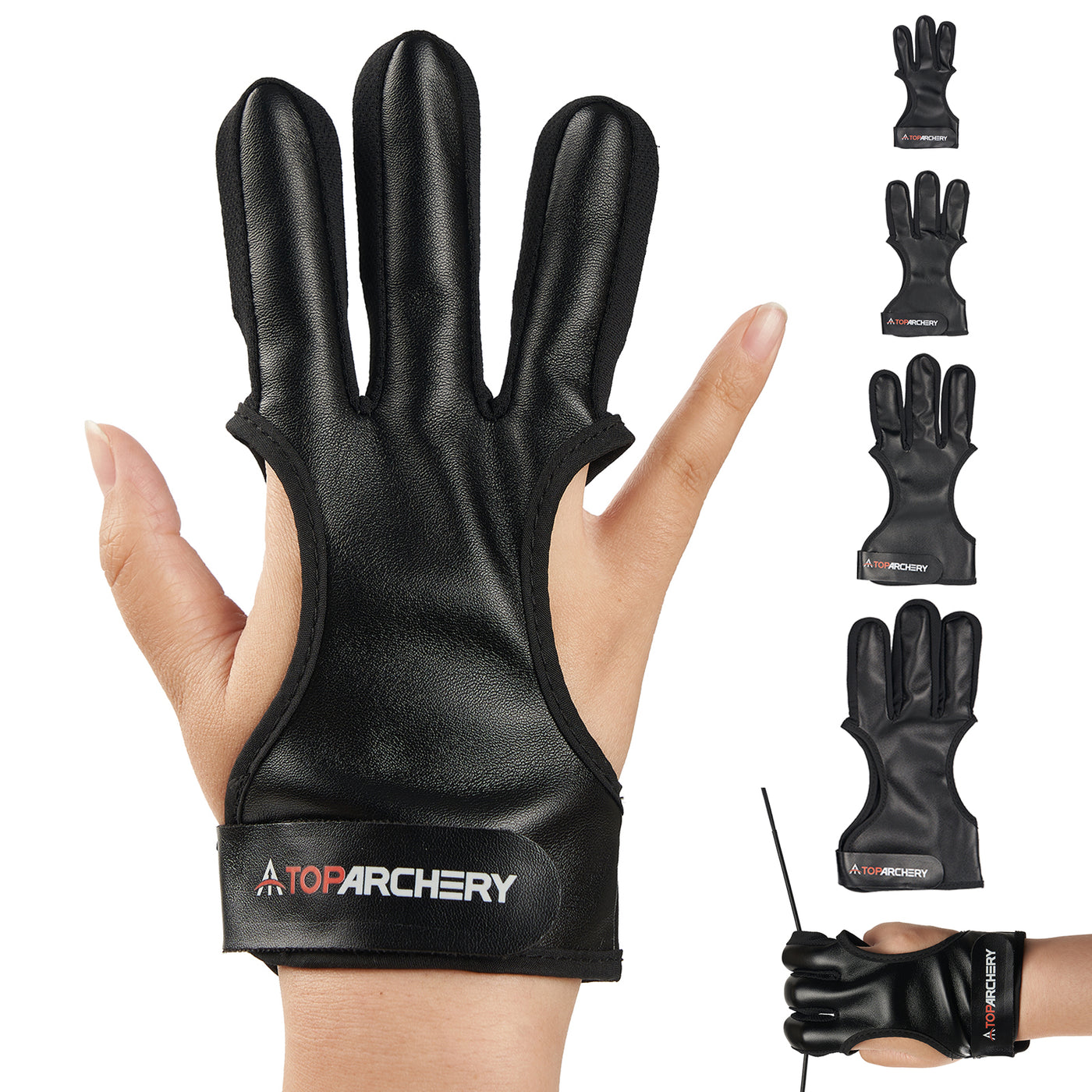 TopArchery Dark Shadow S/M/L/XL Size Black Finger Tab Glove PU Leather Archery Hunting Practice