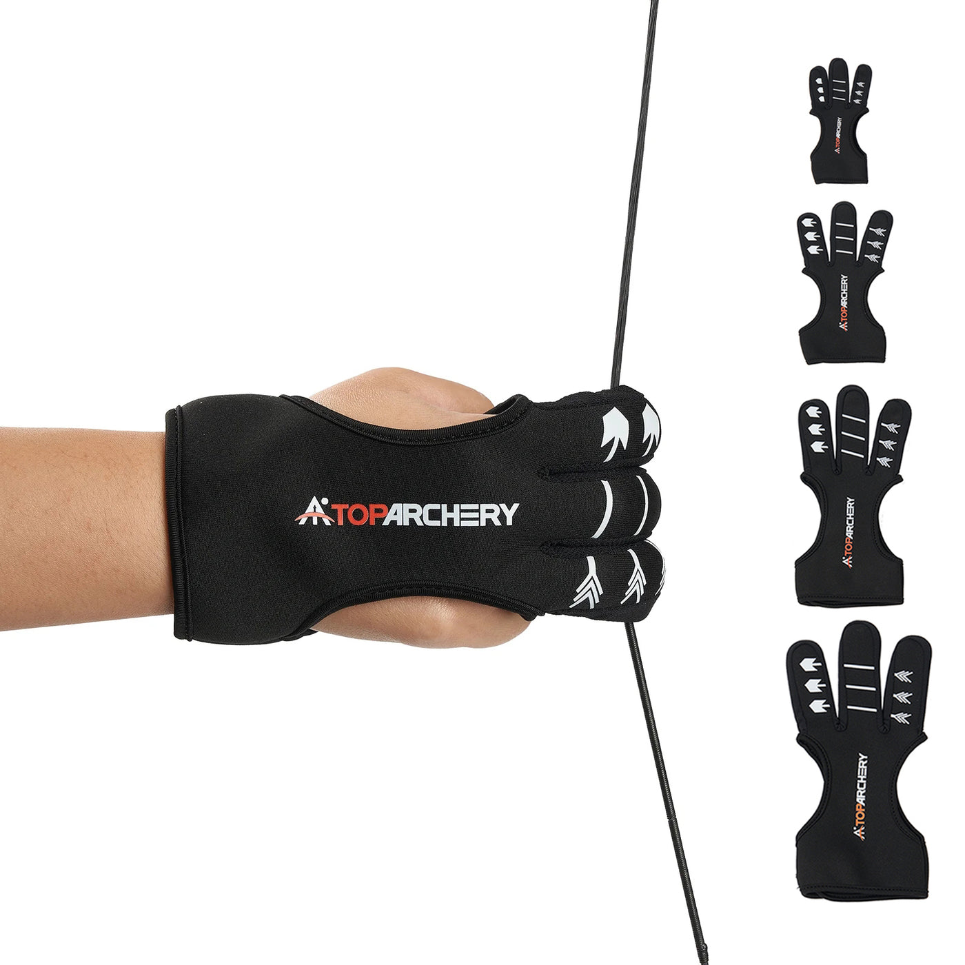 TopArchery Dark Shining S/M/L/XL 3-Finger Tab Guard Shooting Glove Black Archery Accessories Hunting Practice