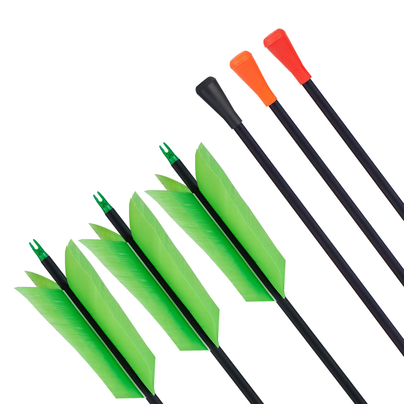 6x Flu Flu 31" Youth Arrows with 6x Rubber Blunts Arrowheads Tips Target Recreation