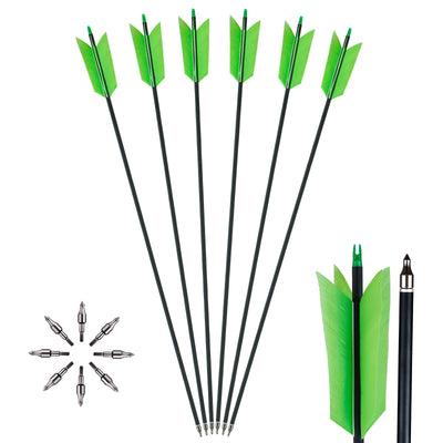 6x Flu Flu 31" Youth Arrows with 6x Rubber Blunts Arrowheads Tips Target Recreation