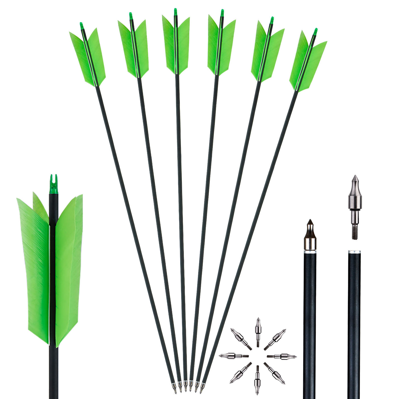 Flu Flu 31" Youth Archery Arrows with Arrowheads Tips Target Recreation