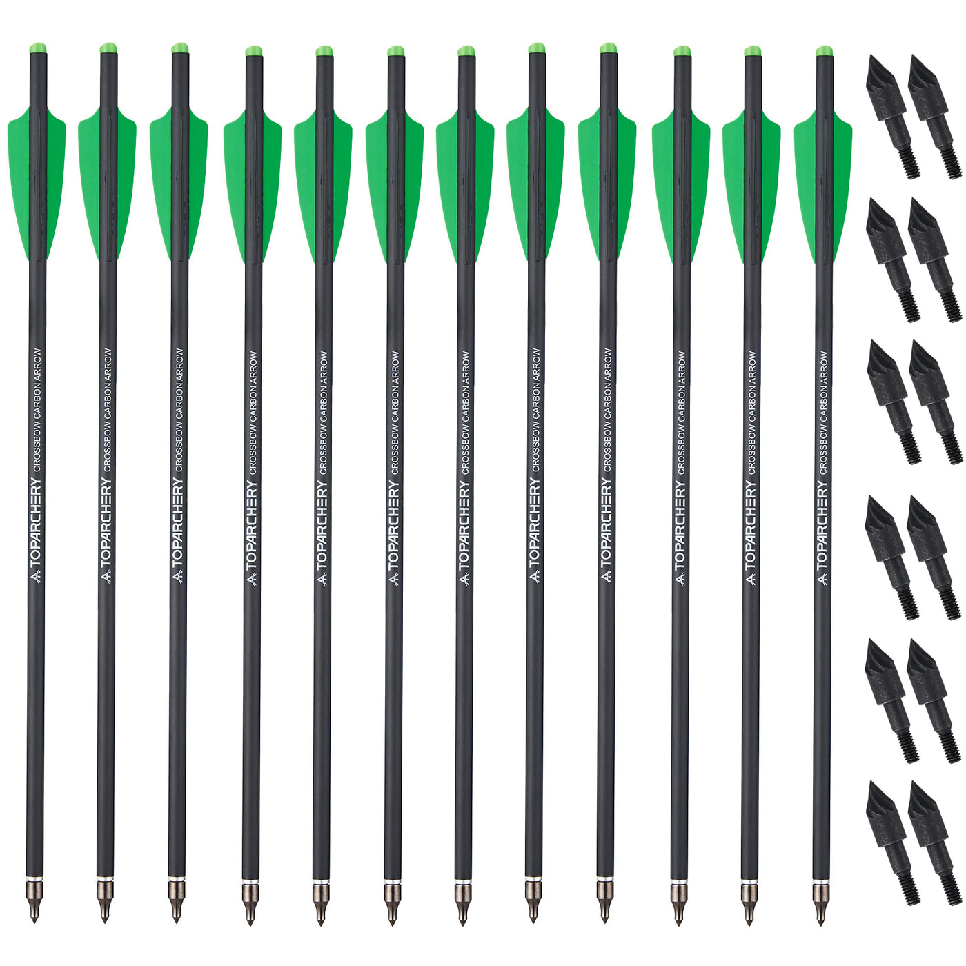 12x 16" Carbon Crossbow Bolts Archery Arrows with 12x Carbon Steel Spiral Arrowheads For Hunting Practice