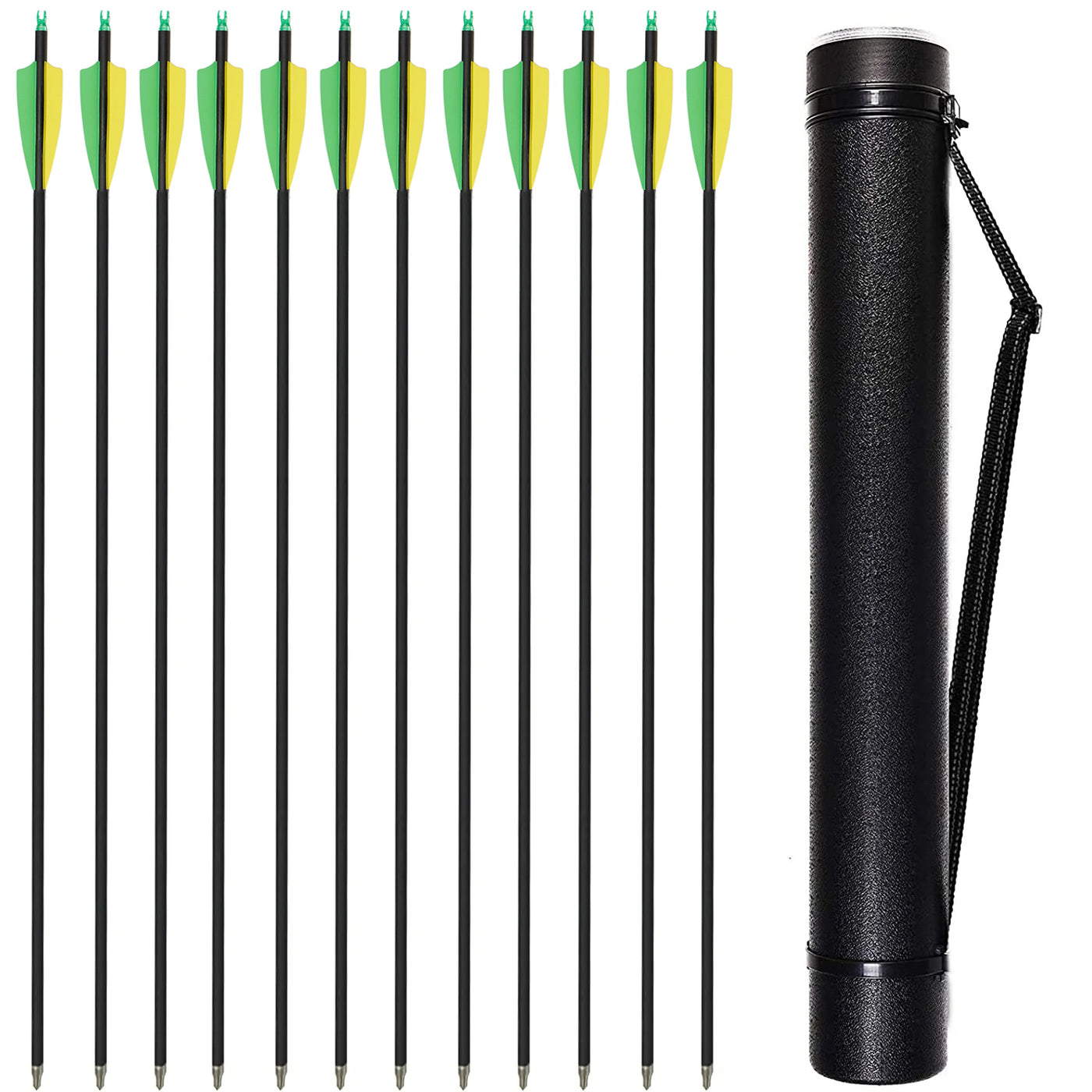 HuntingDoor Archery 30" 12 Pcs Carbon Arrow Set with Arrow Quiver for Compound & Recurve Bow