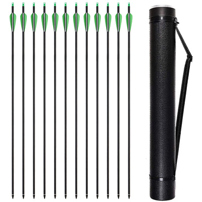 HuntingDoor Archery 30" 12 Pcs Carbon Arrow Set with Arrow Quiver for Compound & Recurve Bow