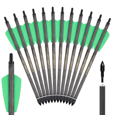 TopArchery 7.5" Crossbow Bolts Carbon Archery Arrows Target OD 7.5mm ID 6.2mm Green/Orange/Red