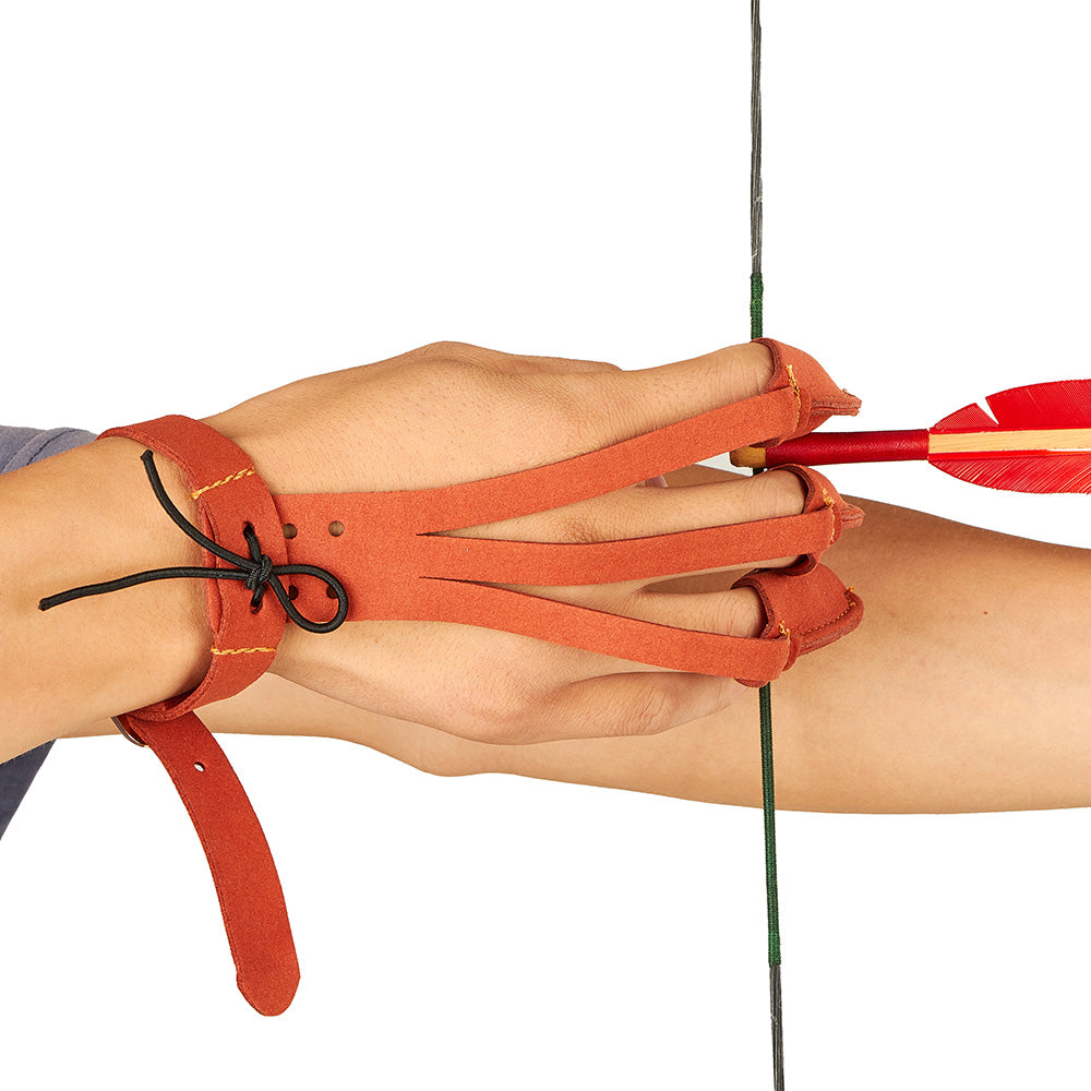 Archery Protective Gears Set Armguard Finger Tab Hand Glove Thumb Ring Wax