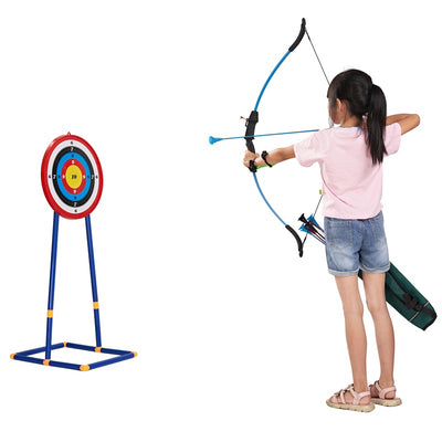 Kids Takedown Red Archery Bow with 4 Sucker Arrows String Sight Finger Saver